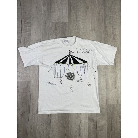 VTG 90s Circus Astroworld White SS Travis Scott  T-shirt XL  Grunge Emo Goth O - Picture 1 of 9